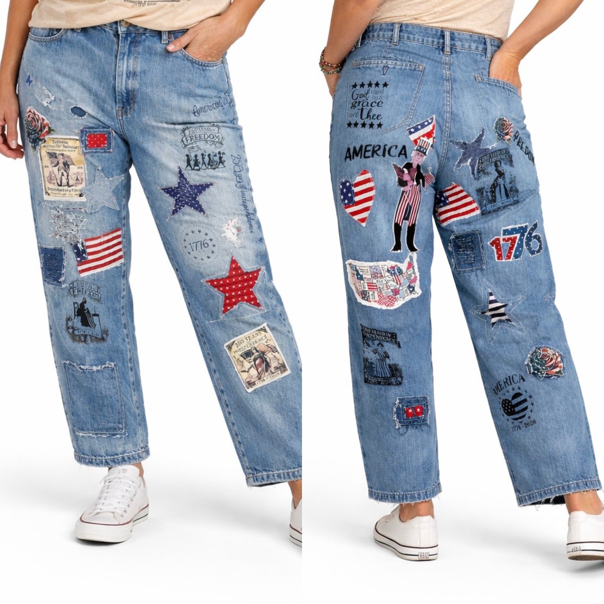America the Beautiful Patchwork Jeans