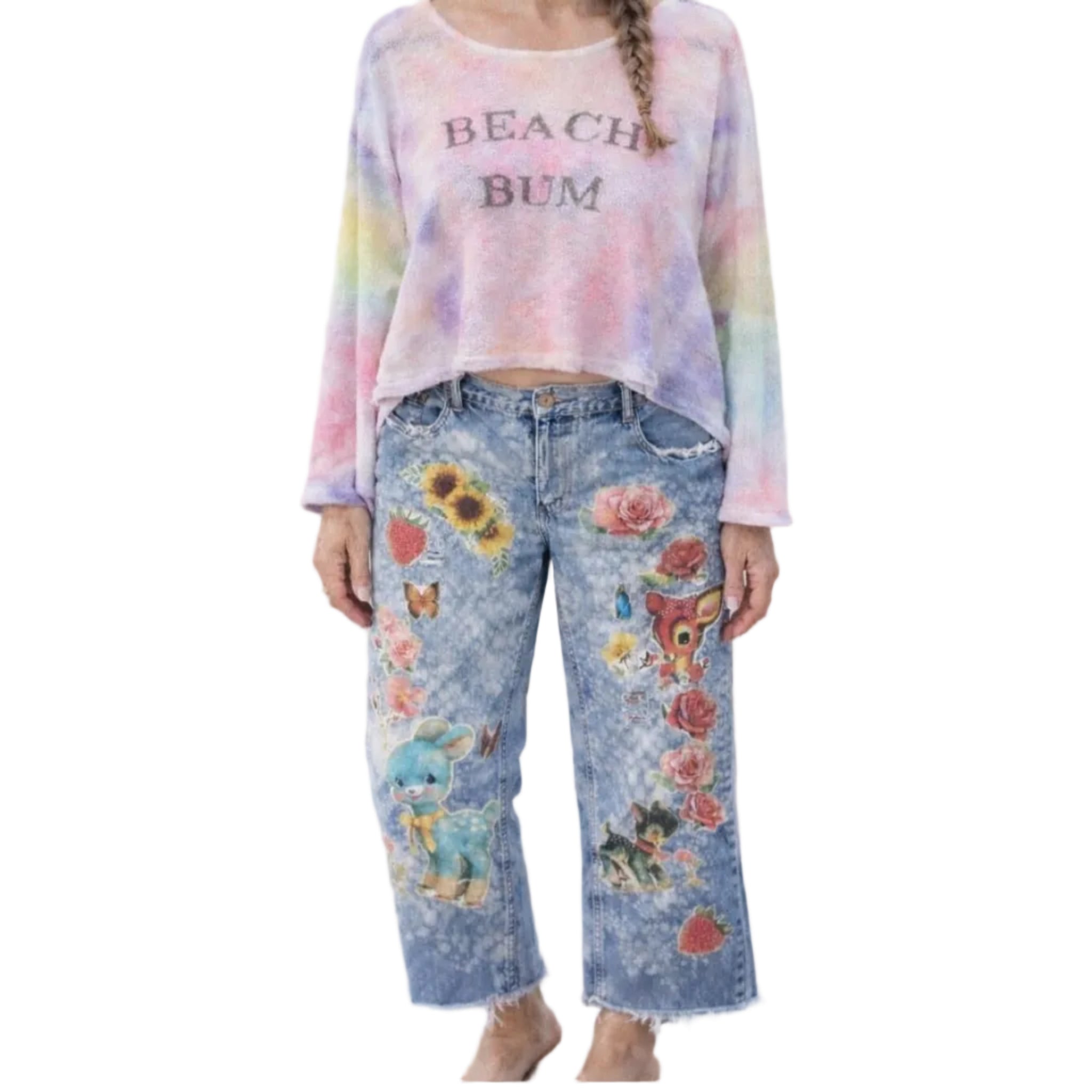 Favorite Things Whimsy Hand-Patched Denim Jeans