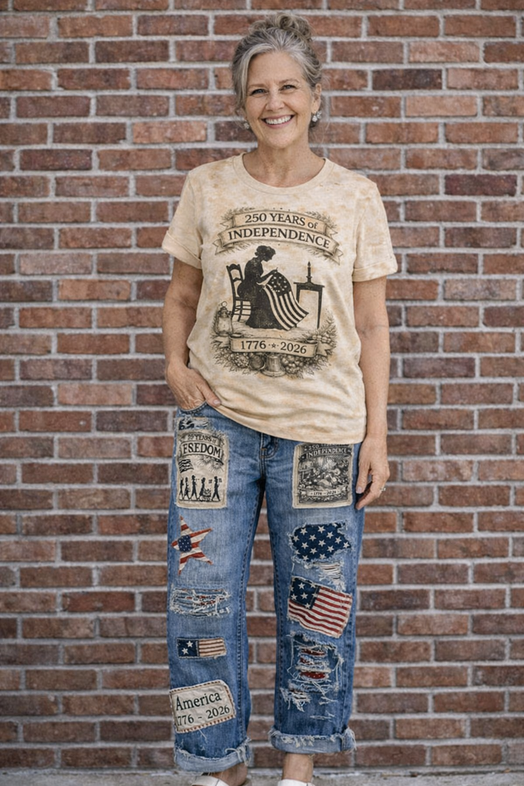 America 1776–2026 Patriot Patchwork Jeans