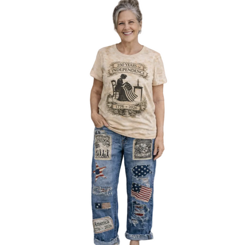 America 1776–2026 Patriot Patchwork Jeans