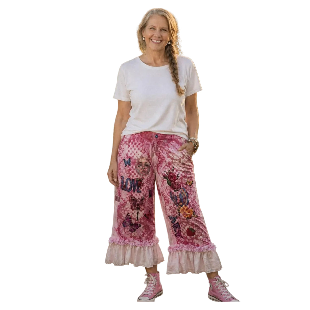 Pink blossom Jean capris