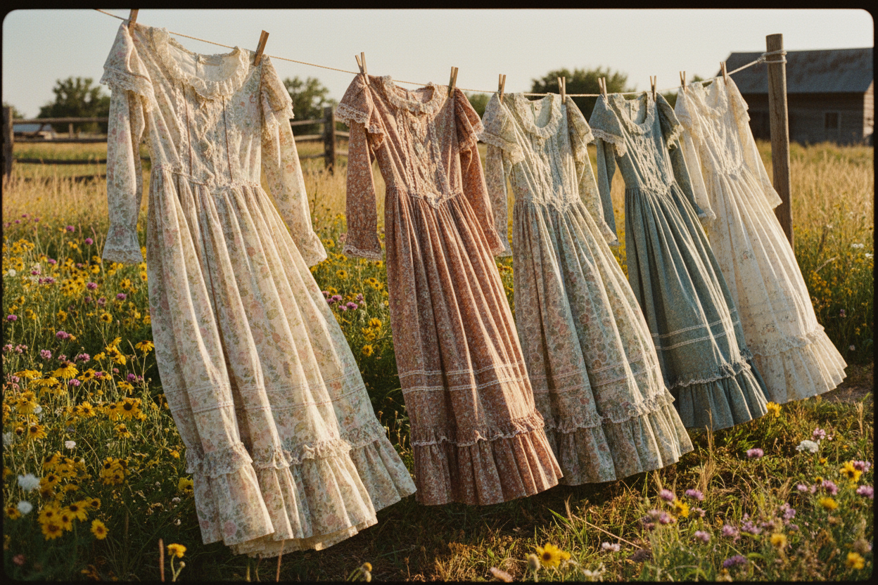 Prairie Dresses on Clothesline