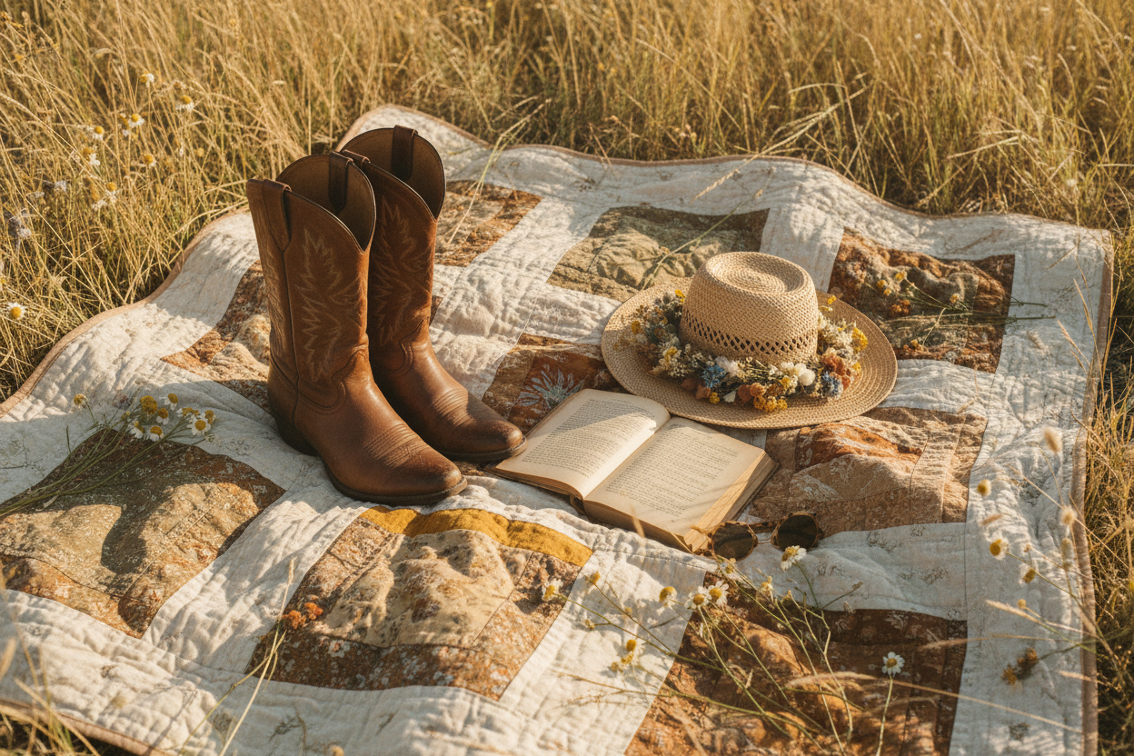Prairie Scene with Vintage Sunglasses